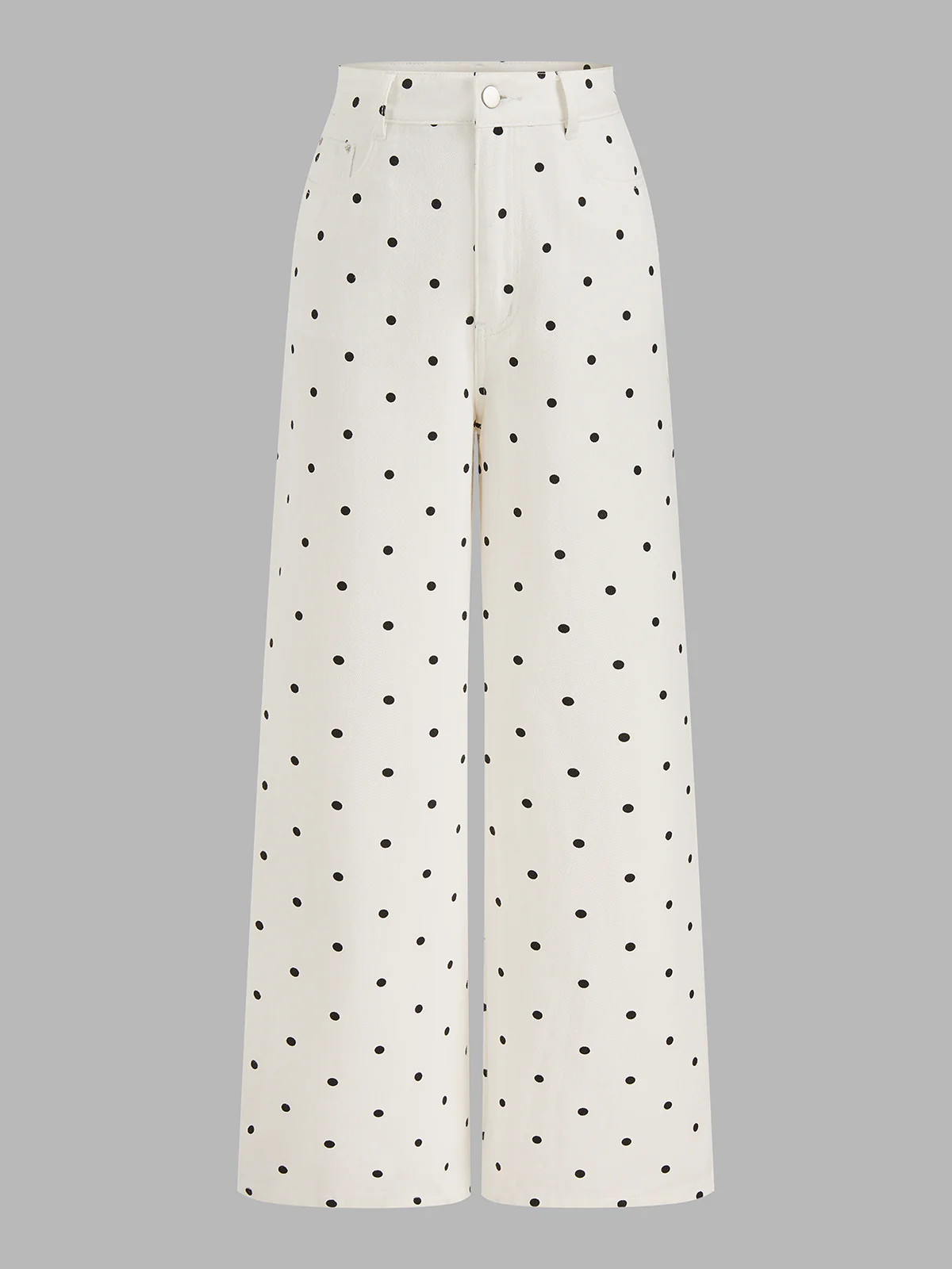 Polka Dot Denim Wide Leg Jeans | Commense