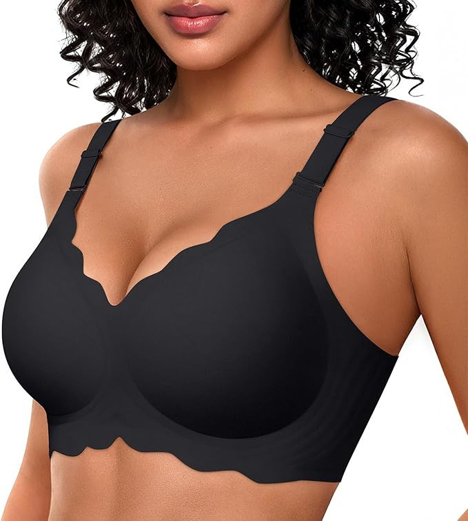 OEAK Women Bras No Underwire Scalloped Push Up Buttery Soft Tshirt Bra Seamless Full Coverage Con... | Amazon (US)