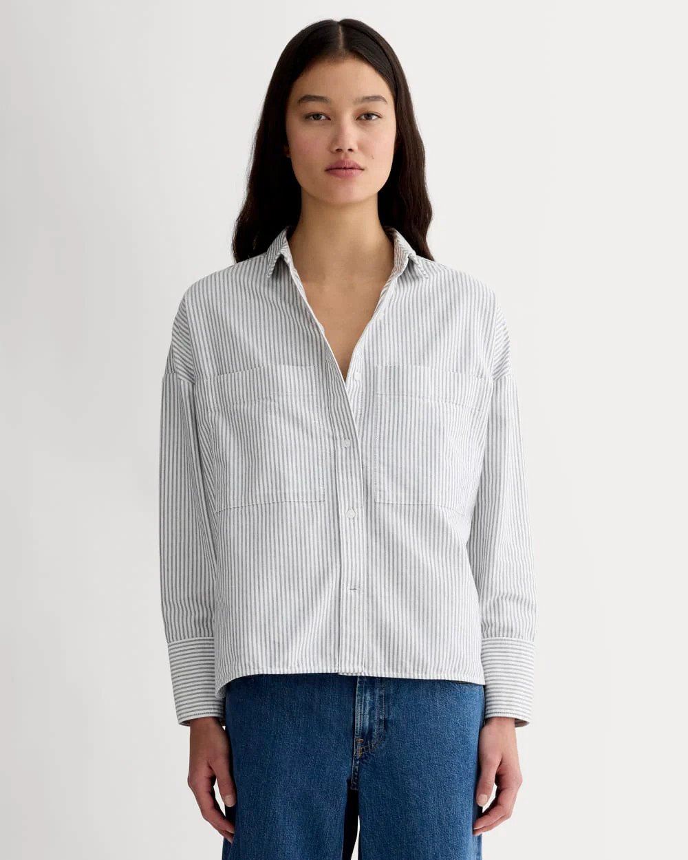 Boxy Oxford by Everlane in Black/White, Size XS | Everlane