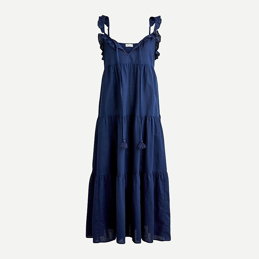 Cotton-linen tiered maxi dress | J. Crew US
