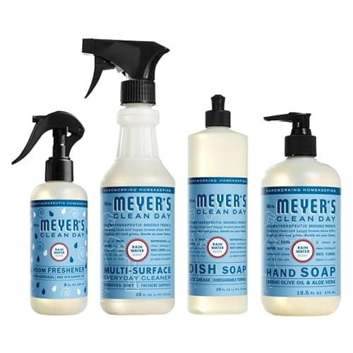 Mrs. MEYER'S CLEAN DAY Rainwater Scent Variety Pack, Liquid Hand Soap 12.5 Fl Oz, Multi-Surface Cleaner 16 Fl Oz, Room Freshener 8 Fl Oz, Dish Soap 16 Fl Oz, 1 CT | Amazon (US)