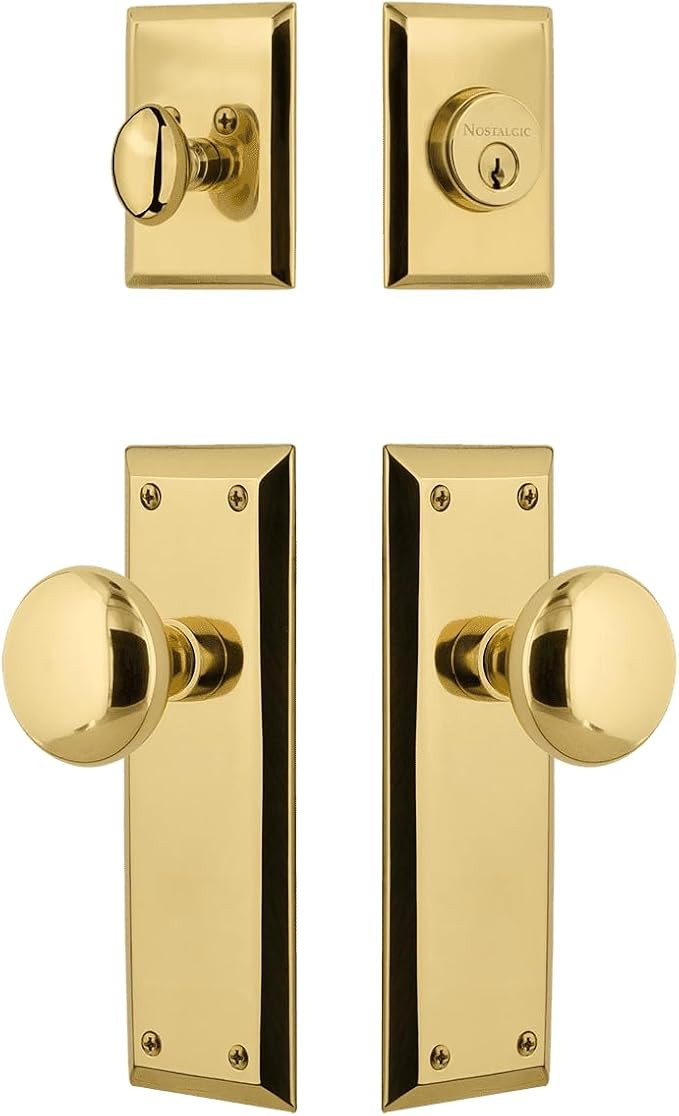 Nostalgic Warehouse New York Entry Set with New York Knob in Unlacquered Brass-2 3/4" Backset-Uni... | Amazon (US)