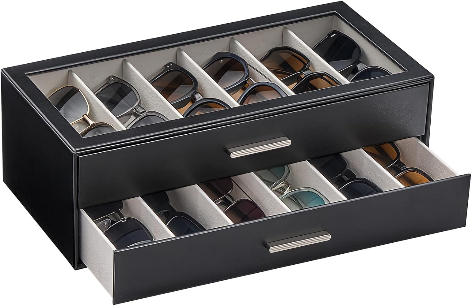 Lolalet Sunglasses Storage Box for Women, Eyewear Eye Glass Organizer with Clear Top Display Hold... | Amazon (US)
