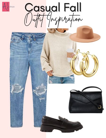 This fall outfit is perfect with a casual fall sweater for a casual date outfit.  Distressed denim is hot this fall 

#LTKstyletip #LTKSeasonal #LTKunder100