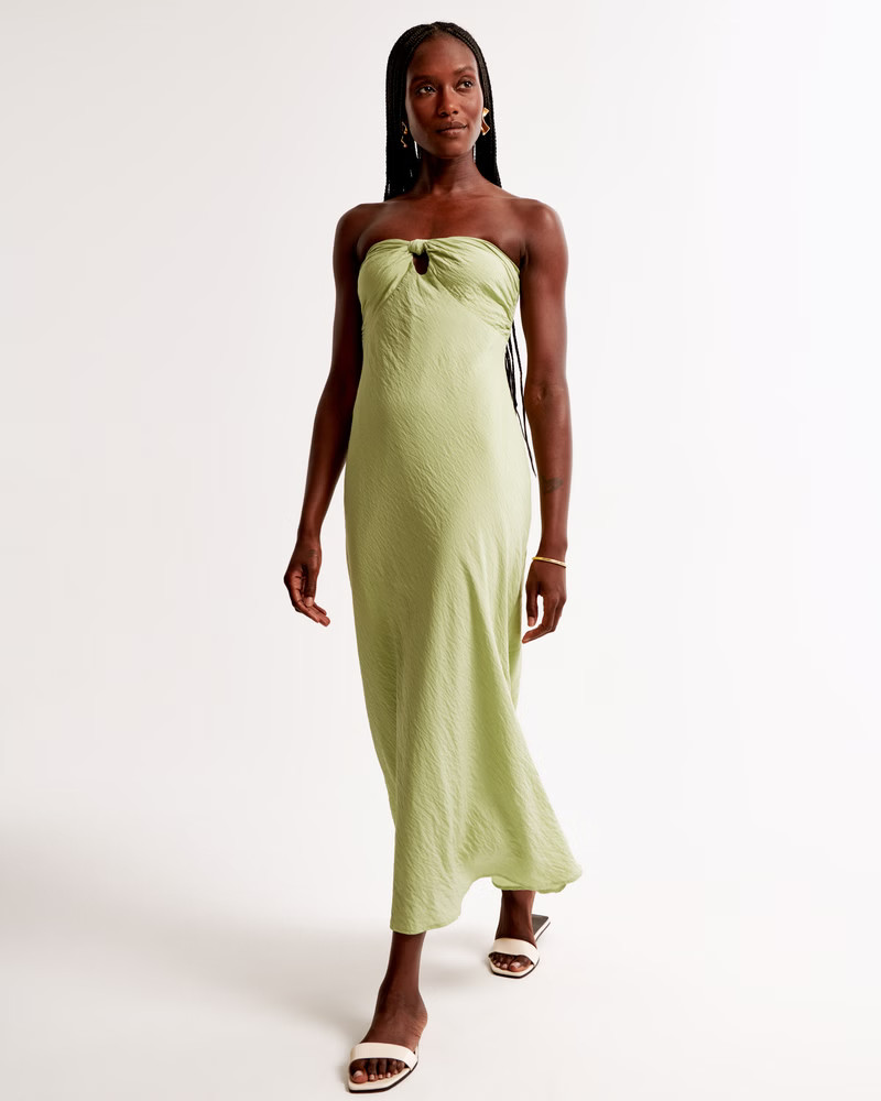 Strapless Twist-Front Maxi Dress | Abercrombie & Fitch (US)