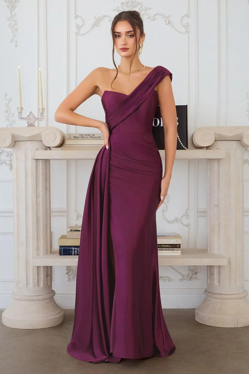 MAURA GOWN - DRAPED ONE SHOULDER DRESS | Lady Black Tie