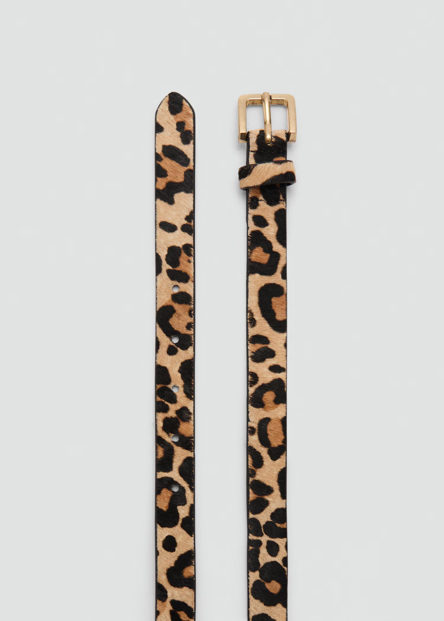 Thin leopard leather belt | MANGO (US)