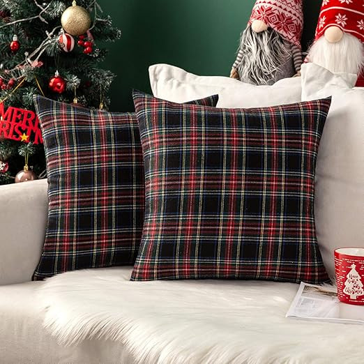 MIULEE Christmas Set of 2 Scottish Tartan Plaid Throw Pillow Covers Farmhouse Classic Decorative ... | Amazon (US)