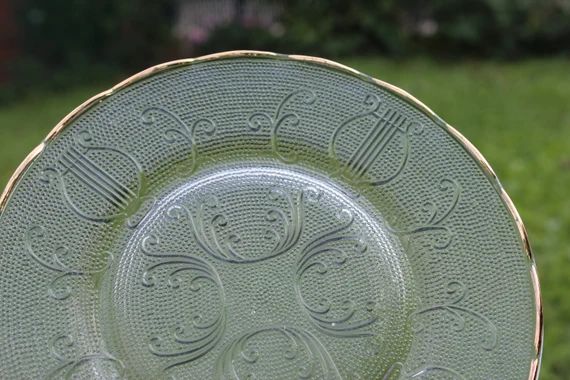 Four Vintage Antique Pressed Glass Dishes / Gold Trim / Floral | Etsy | Etsy (US)