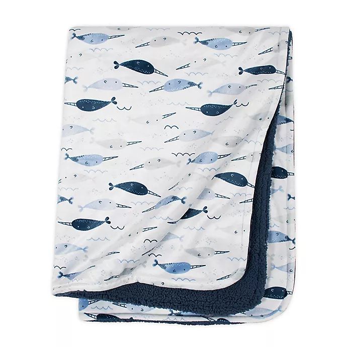 just born® Dream Ombre Narwhal Receiving Blanket in Blue | buybuy BABY