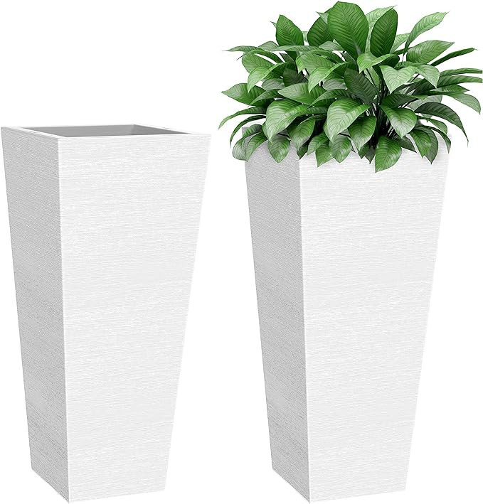 Verel Set of 2 Tall Outdoor Planters - 24 Inch Large Outdoor Planter with Small Planting Pots –... | Amazon (US)