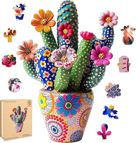 Puzzles for Adults Cactus Flower Wooden Puzzles, 500 Pieces Unique Shaped Liberty Jigsaw Puzzles,... | Amazon (US)