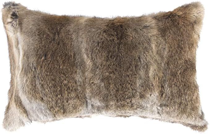 Natural Handcrafted Rabbit Fur Pillow with Polyfil Insert and Zipper Closure, Hazelnut, 12 in x 2... | Amazon (US)