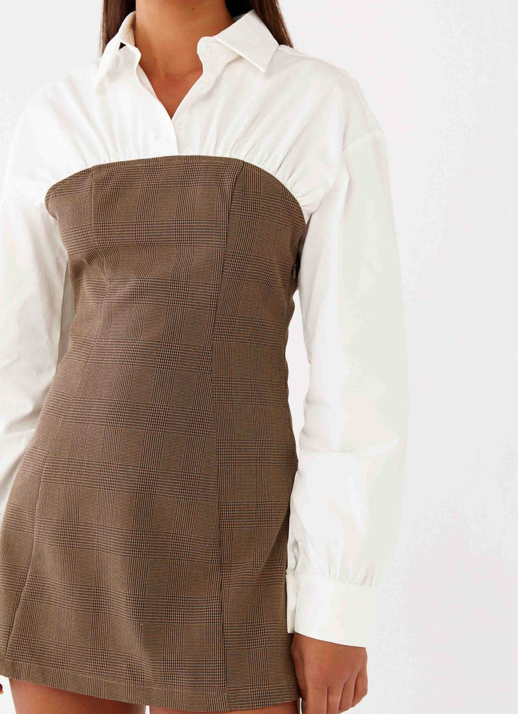 Adelaide Shirt Mini Dress - Brown | Peppermayo (Global)