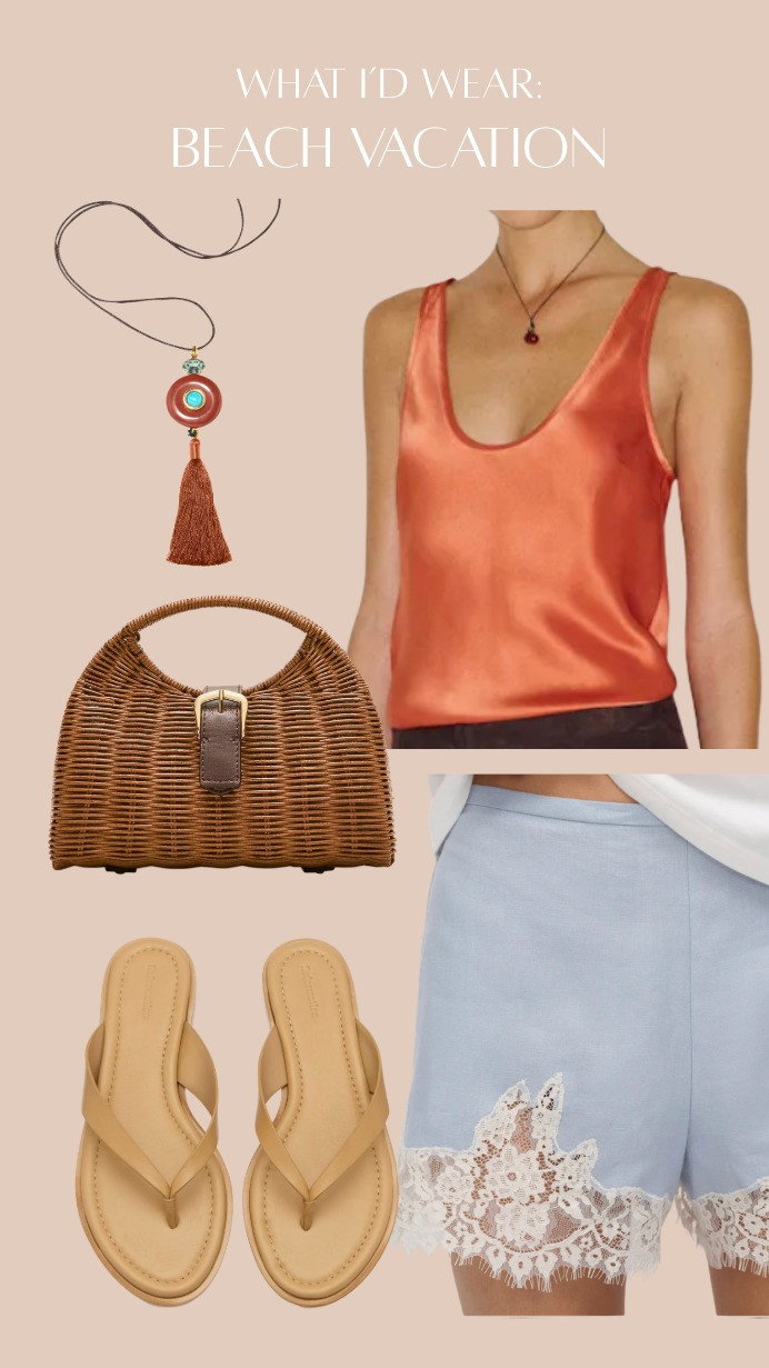 What I’d wear: Beach Vacation 🌴

Outfit formula: Silk tank + lightweight statement bottom + simple sandals + woven bag + one standout accessory

Easy, elevated, and made for warm days. Each piece mixes effortlessly with the rest of your suitcase, so you can create multiple looks without overpacking. 

 #LTKootd #LTKSeasonal #LTKTravel