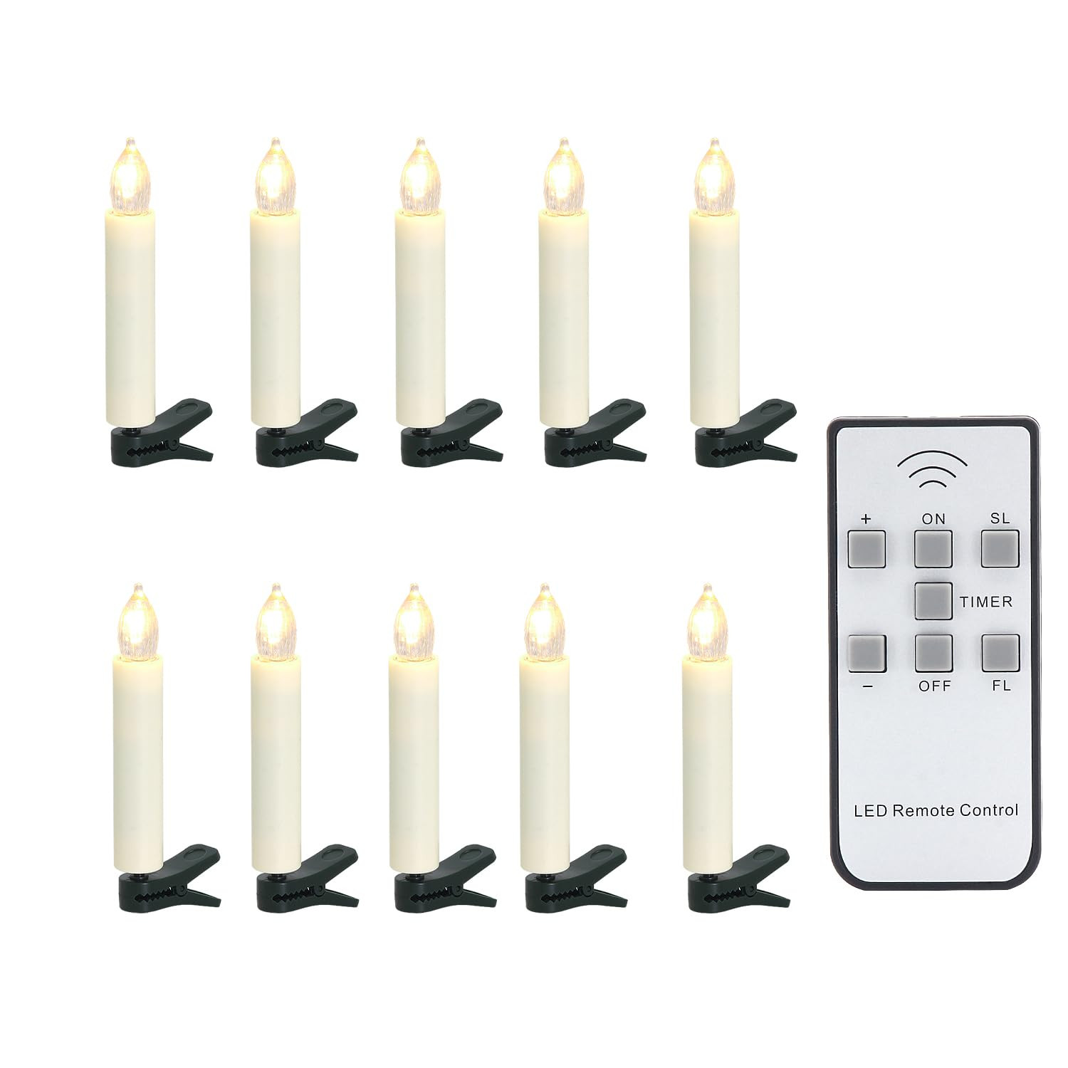 10 PCS Flameless LED Taper Candles Battery Operated Christmas Tree Candle Lights，Clip on Electr... | Amazon (US)