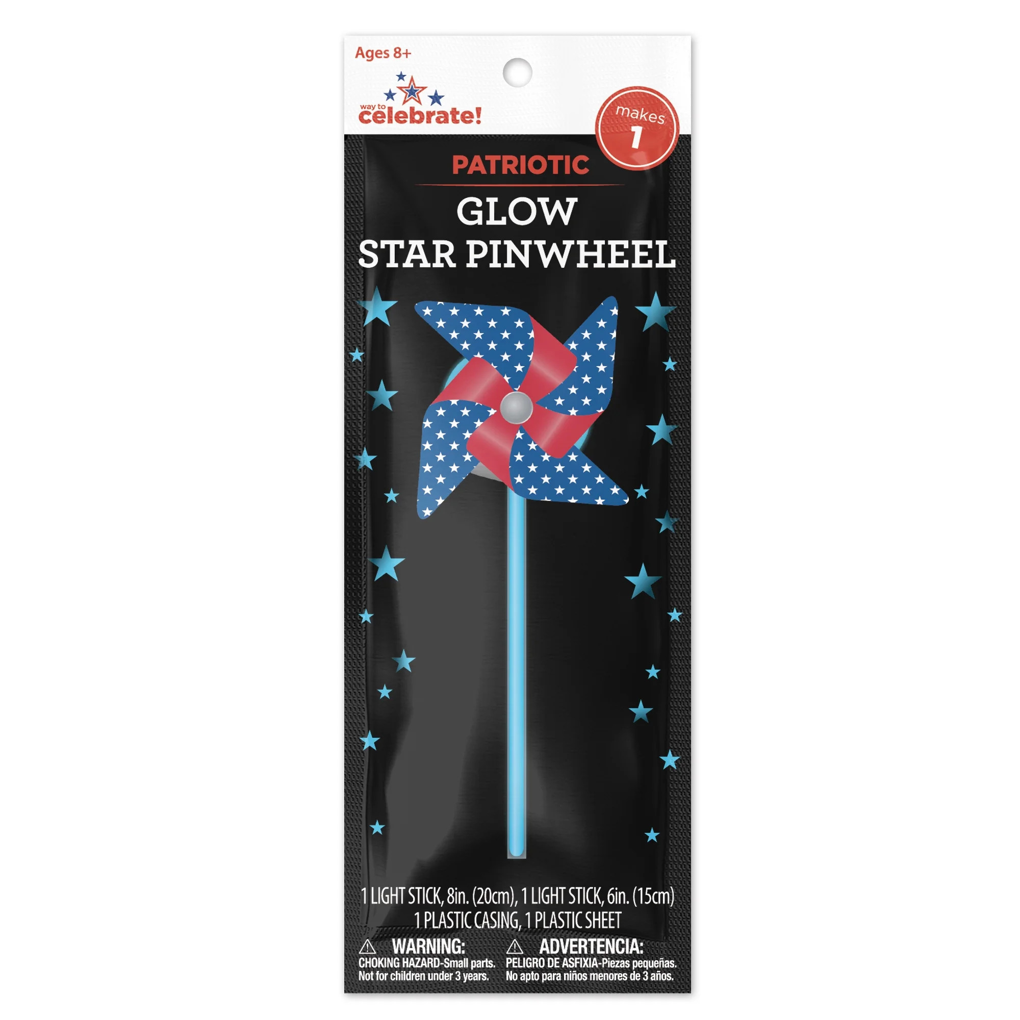 Patriotic Red, White, and Blue Glow Star Pinwheel, by Way To Celebrate | Walmart (US)