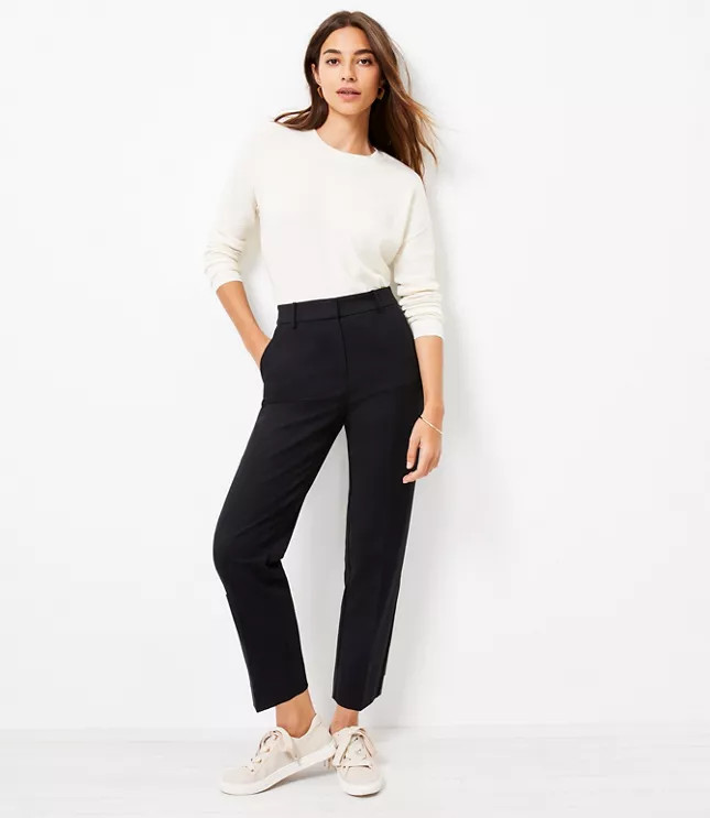 Perfect Straight Pants in Stretch Double Weave | LOFT