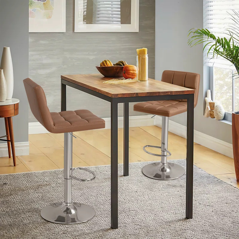 Swivel Upholstered Adjustable Height Counter Stool with Metal Frame | Wayfair North America