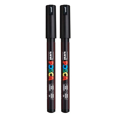 POSCA PC-1MR Paint Marker, Extra Fine Pin Tip (0.7 mm), Black, Pack of 2 | Target