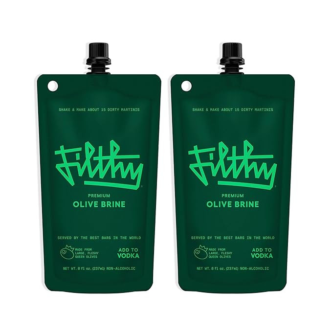Filthy Olive Brine, Premium Cocktail Mixer, Filtered Olive Brine for Dirty Martinis, Olive Juice ... | Amazon (US)