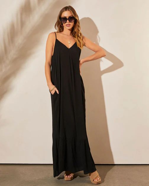 Kimonie Pocketed Maxi Dress - Black - SALE | VICI Collection