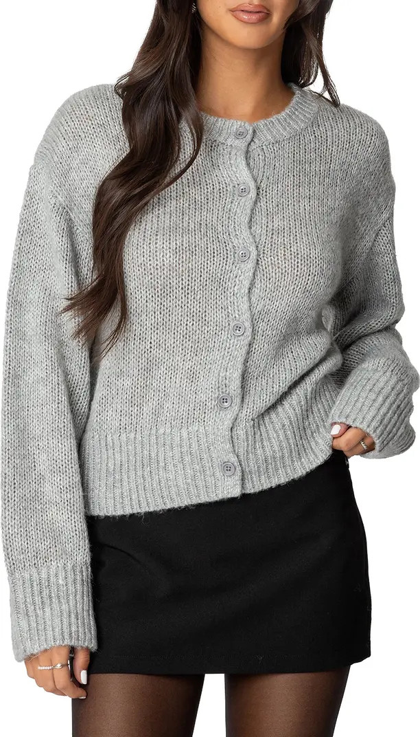 EDIKTED Freida Scalloped Fuzzy Cardigan | Nordstrom | Nordstrom