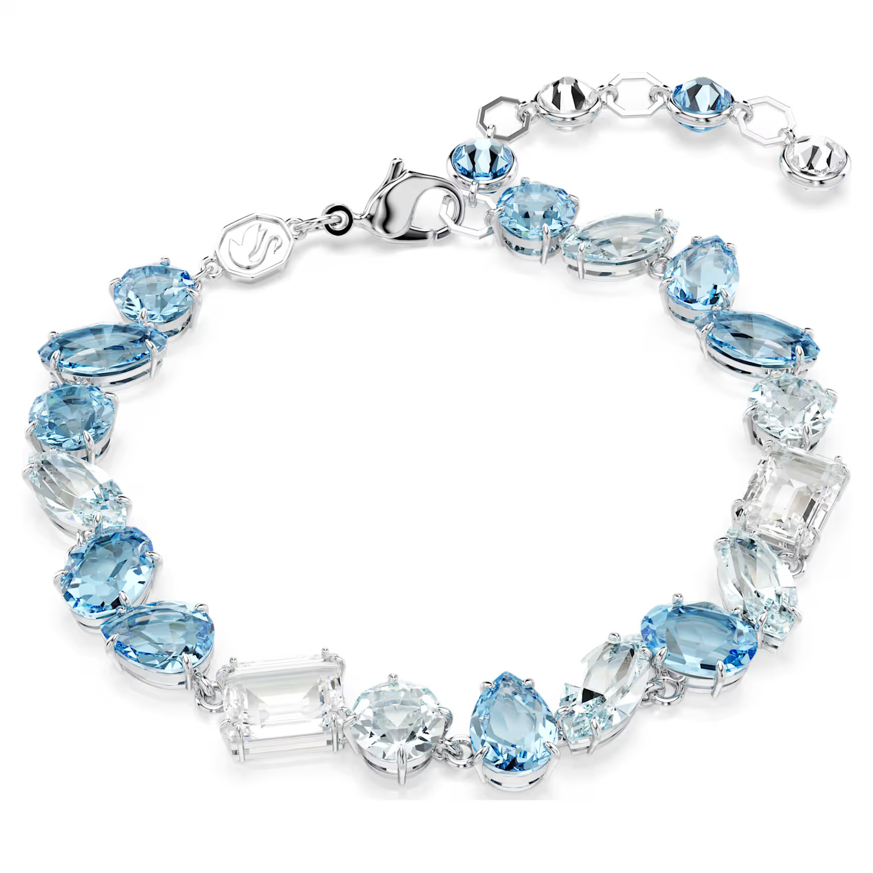 Gema bracelet, Mixed cuts, Blue, Rhodium plated by SWAROVSKI | SWAROVSKI