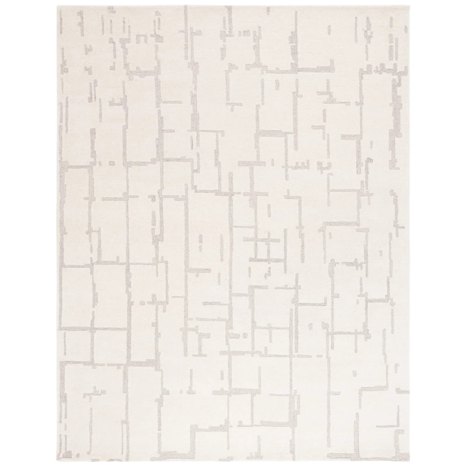 Dizdar Ebony Hand Tufted Wool/Cotton Abstract Rug in Ivory/Gray | Wayfair North America