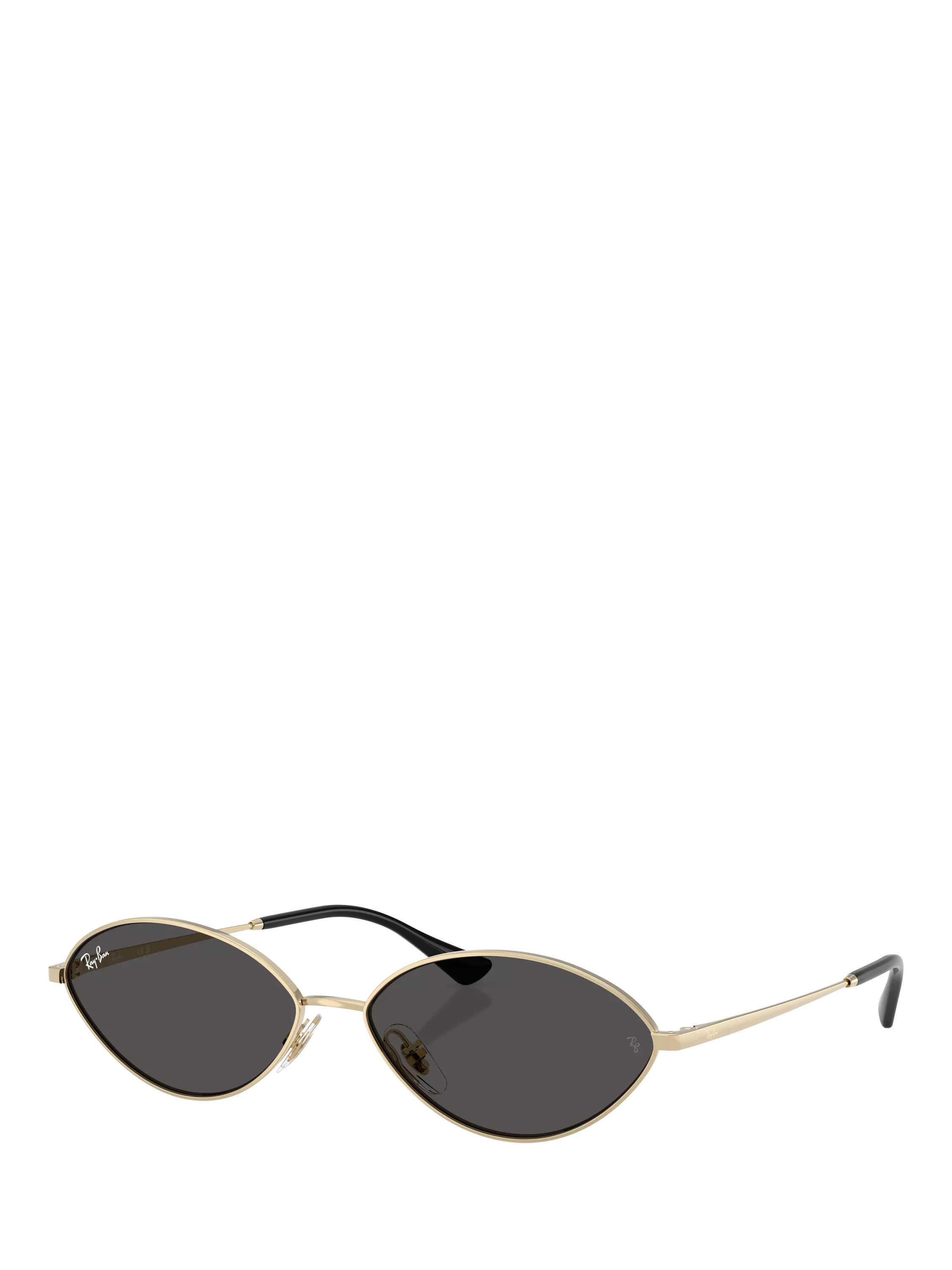 Ray-Ban RB3757 Oval Sunglasses, Gold/Black | John Lewis (UK)
