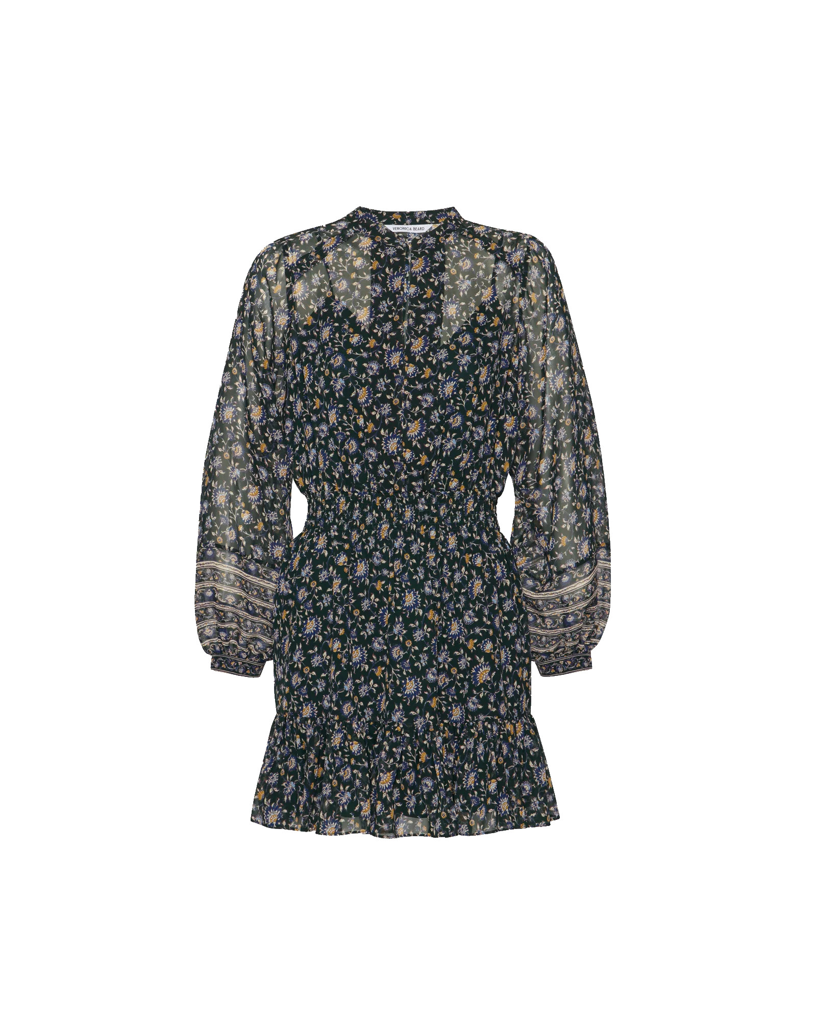 Mirabel Silk Mini Dress in Dark Hunter Green Multi | Veronica Beard | Veronica Beard