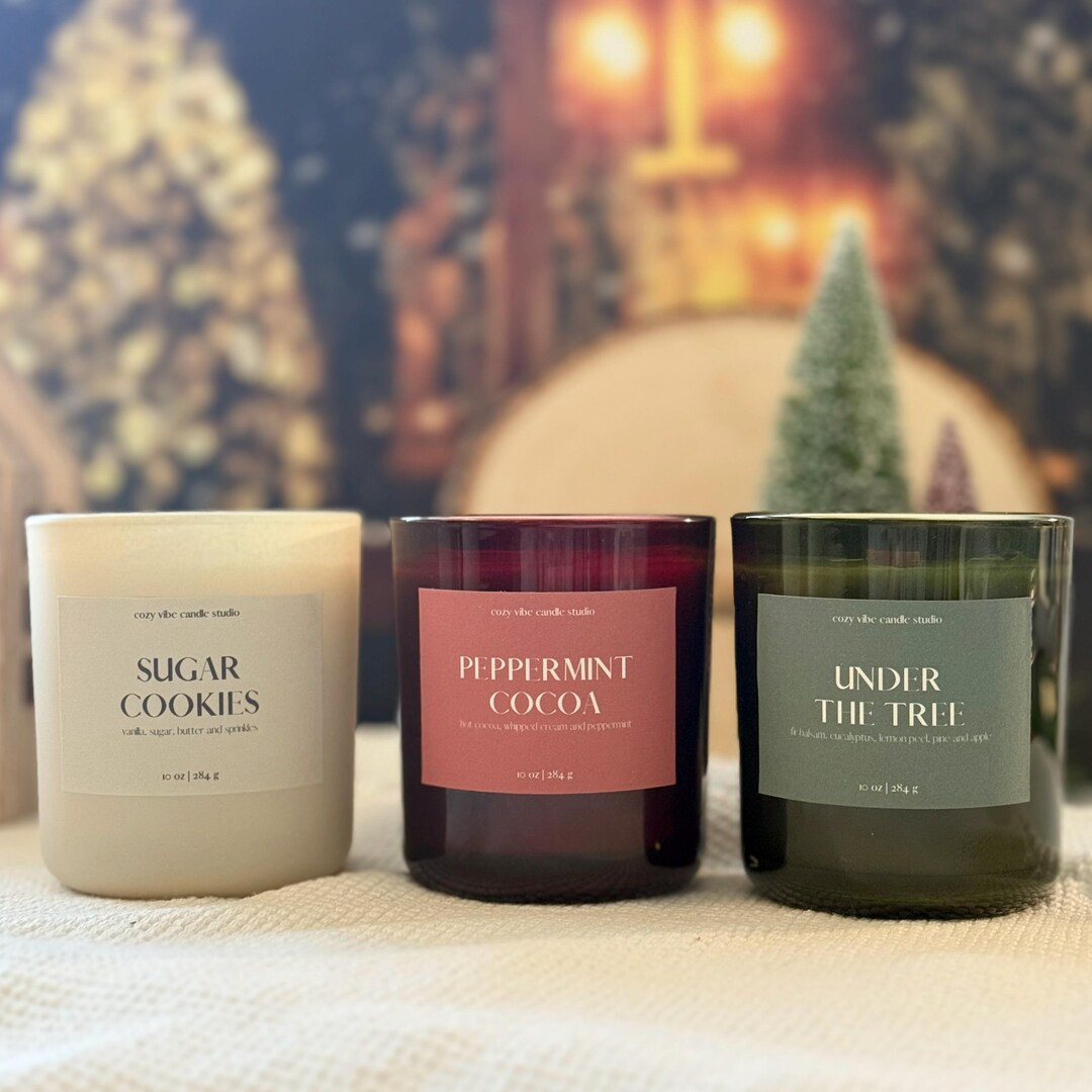 Holiday Collection | 10oz Coconut Wax Candles | Woodwick | Christmas Candles | Peppermint Cocoa |... | Etsy (US)