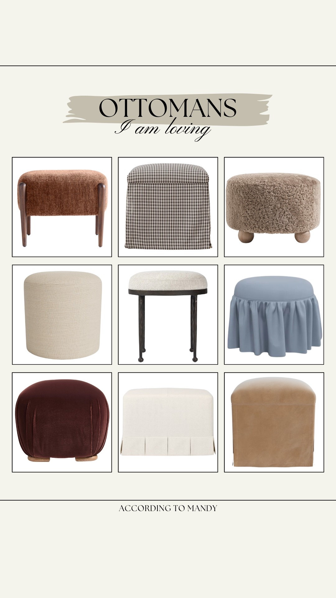 Ottomans I am loving! 

ottomans, home finds, neutral home finds, spring ottoman, spring home finds, spring favorites, lulu & georgia, wayfair, mcgee & co 

#LTKHome #LTKSeasonal