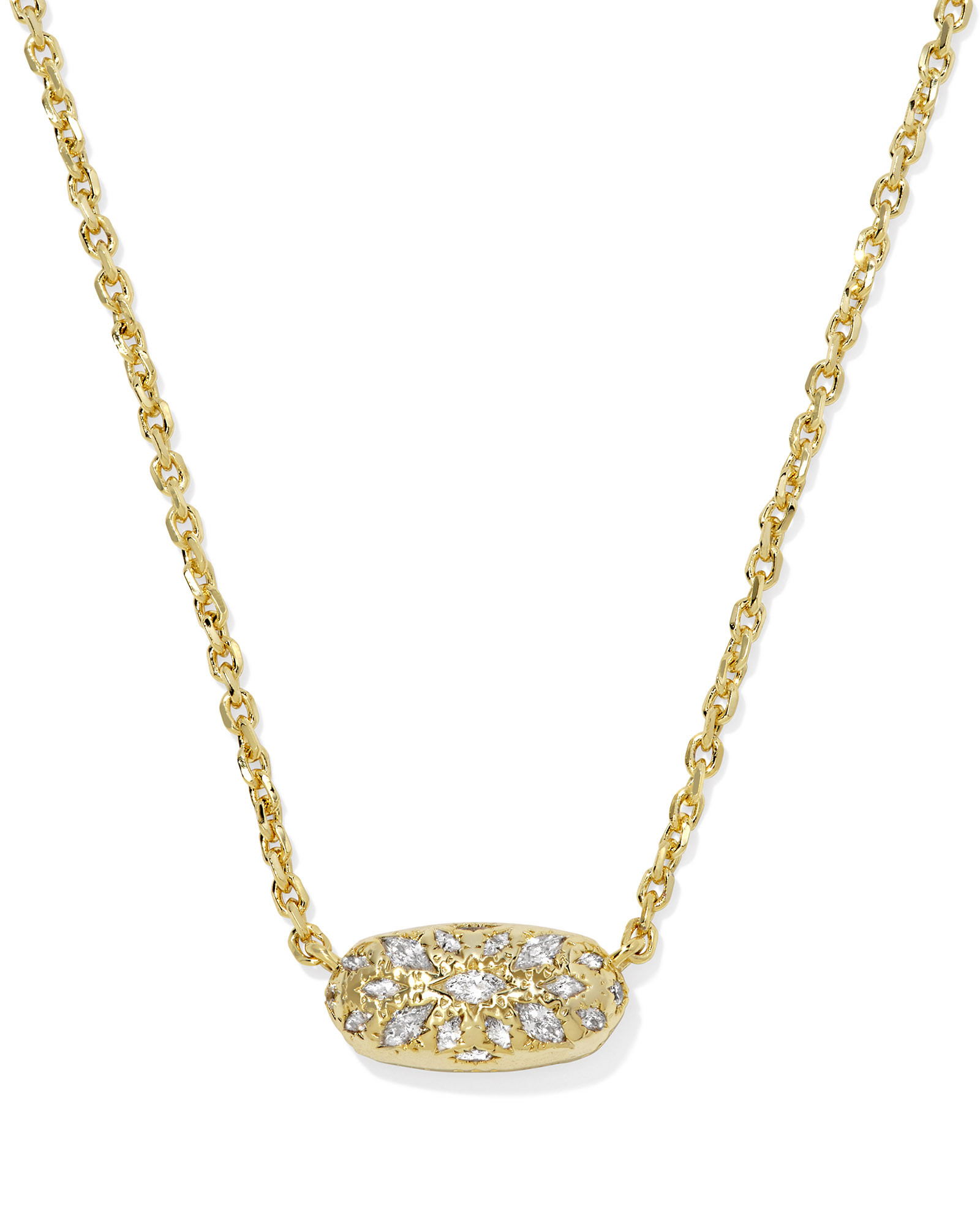 Holland Gold Short Pendant Necklace in White Crystal | Kendra Scott