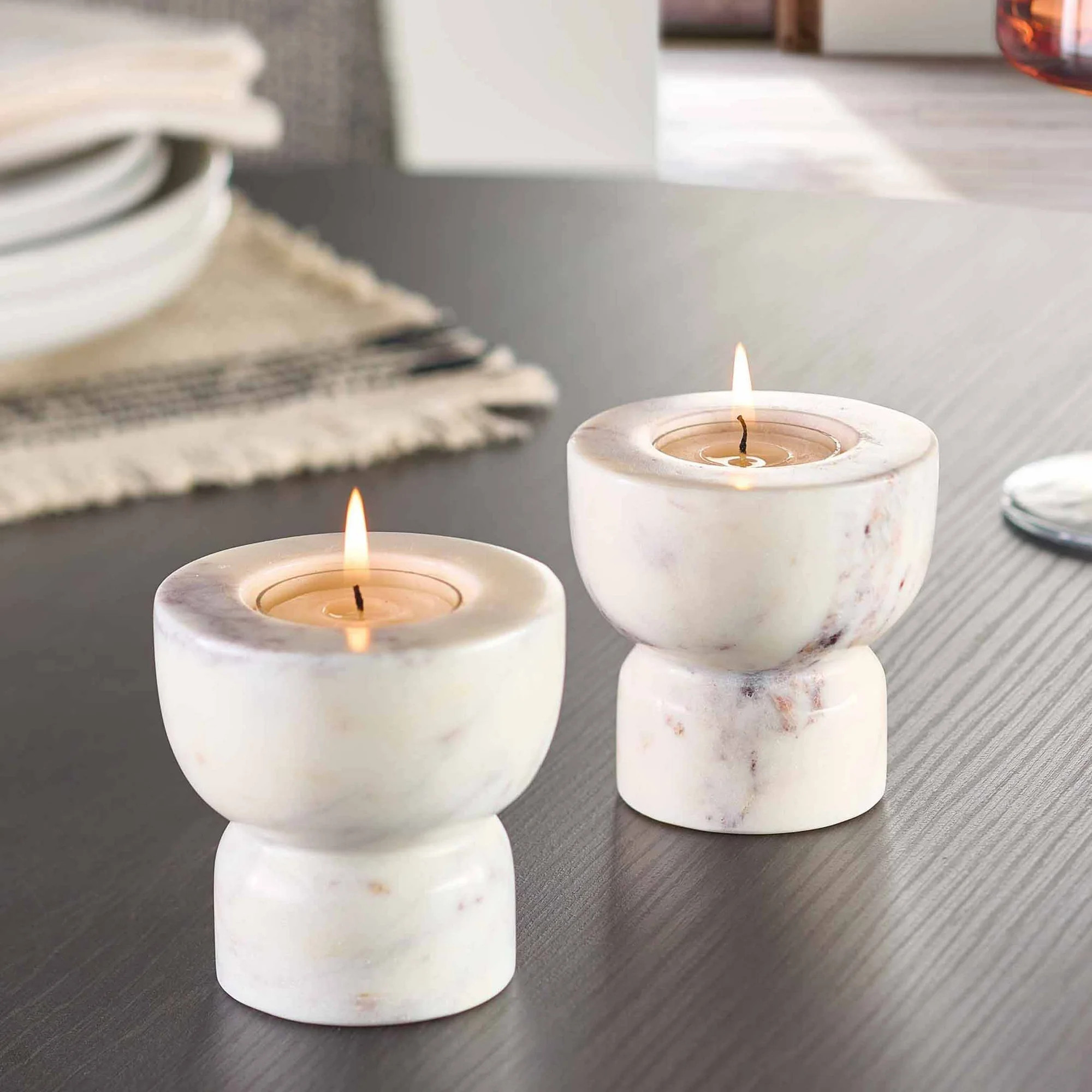 Better Homes & Gardens Modern Marble Taper Votive Candleholder Set, 2-Piece, 3" | Walmart (US)