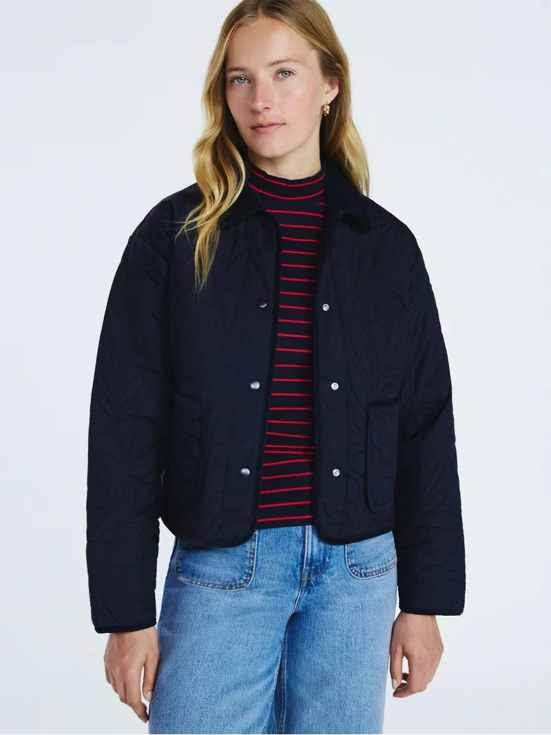 Free Assembly Women's and Women's Plus Floral Quilted Jacket, Sizes XS-4X | Walmart (US)