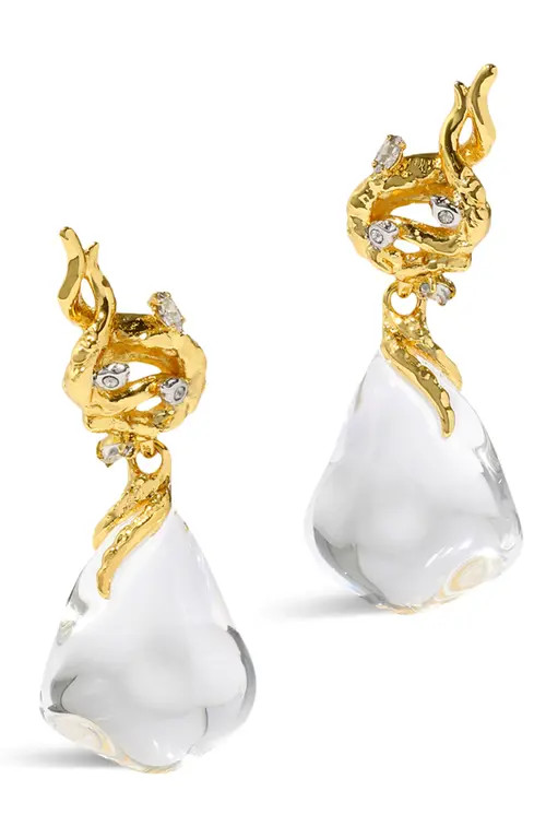 Alexis Bittar Small Liquid Vine Lucite® Raindrop Earrings in Gold/Clear at Nordstrom | Nordstrom