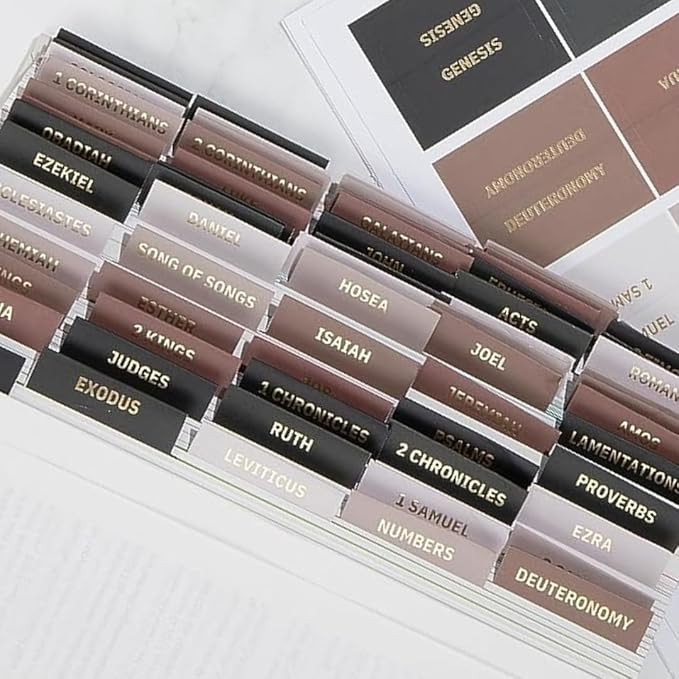 Decorative Bible Tabs for Women (96 Pieces) - Earth Tone Neutral Gold Foil Bible Tabs - Laminated... | Amazon (US)