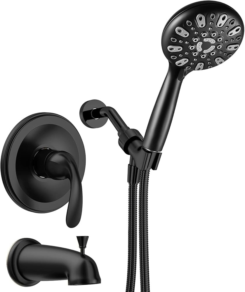 WRISIN Black Shower Faucet Set with Tub Spout (Valve Included), Black Shower Head and Handle Set,... | Amazon (US)