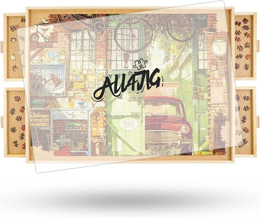 ALL4JIG 1500 Piece Rotating Puzzle Board with Drawers and Cover,25"x34"Portable Wooden Jigsaw Puz... | Amazon (US)