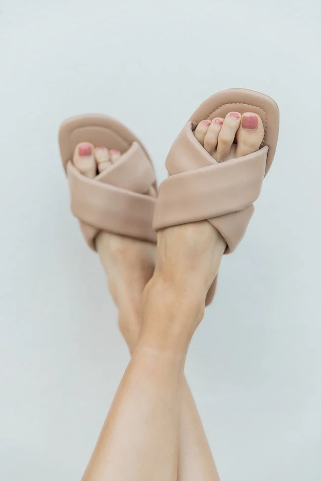 Mia Tan Puffy Cross Strap Sandals FINAL SALE | Pink Lily