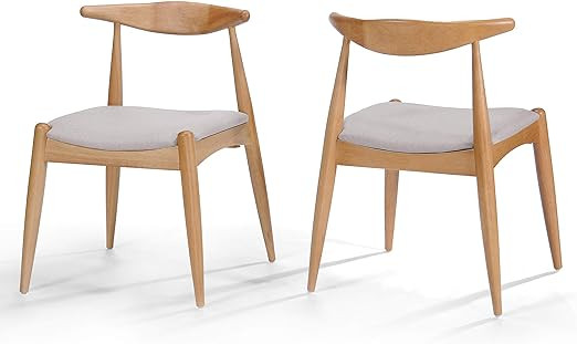 Christopher Knight Home Francie Fabric with Oak Finish Dining Chairs, 2-Pcs Set, Beige | Amazon (US)