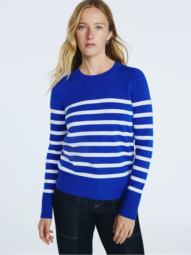 Free Assembly Women's and Women's Plus Cozy Yarn Crewneck Sweater with Long Sleeves. Lightweight,... | Walmart (US)