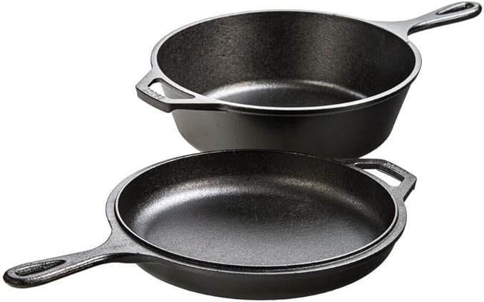 Lodge Pre-Seasoned Cast Iron Combo Cooker, 2-Piece Set, 10.25", Black | Amazon (US)