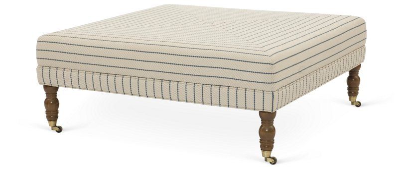 Nash Cocktail Ottoman, Blue Stripe | One Kings Lane