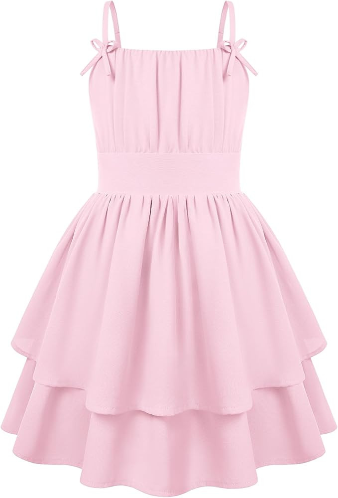 GRACE KARIN Girls Summer Cami Dress Casual Party Beach Spaghetti Strap Flowy Tiered Ruched Sundre... | Amazon (US)