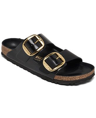Birkenstock Women's Arizona Big Buckle High Shine Natural Leather Patent Sandals from Finish Line... | Macy's