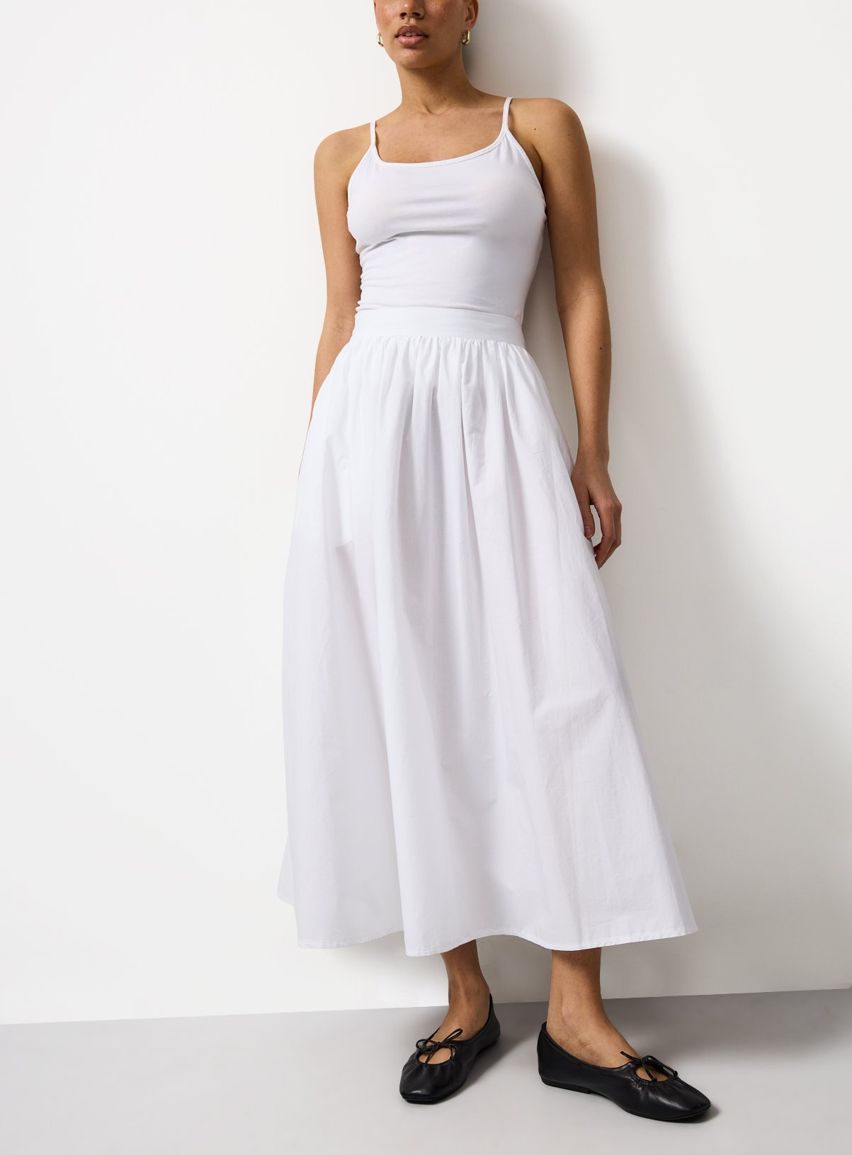 White Poplin Fabric Midaxi Full Skirt | Tu Clothing