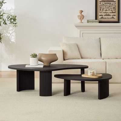 Nesting Coffee Table Set of 2 Cocktail Table Center Table Sofa Side Table Irregular Accent Table, Easy Assembly, Black - ModernLuxe | Target