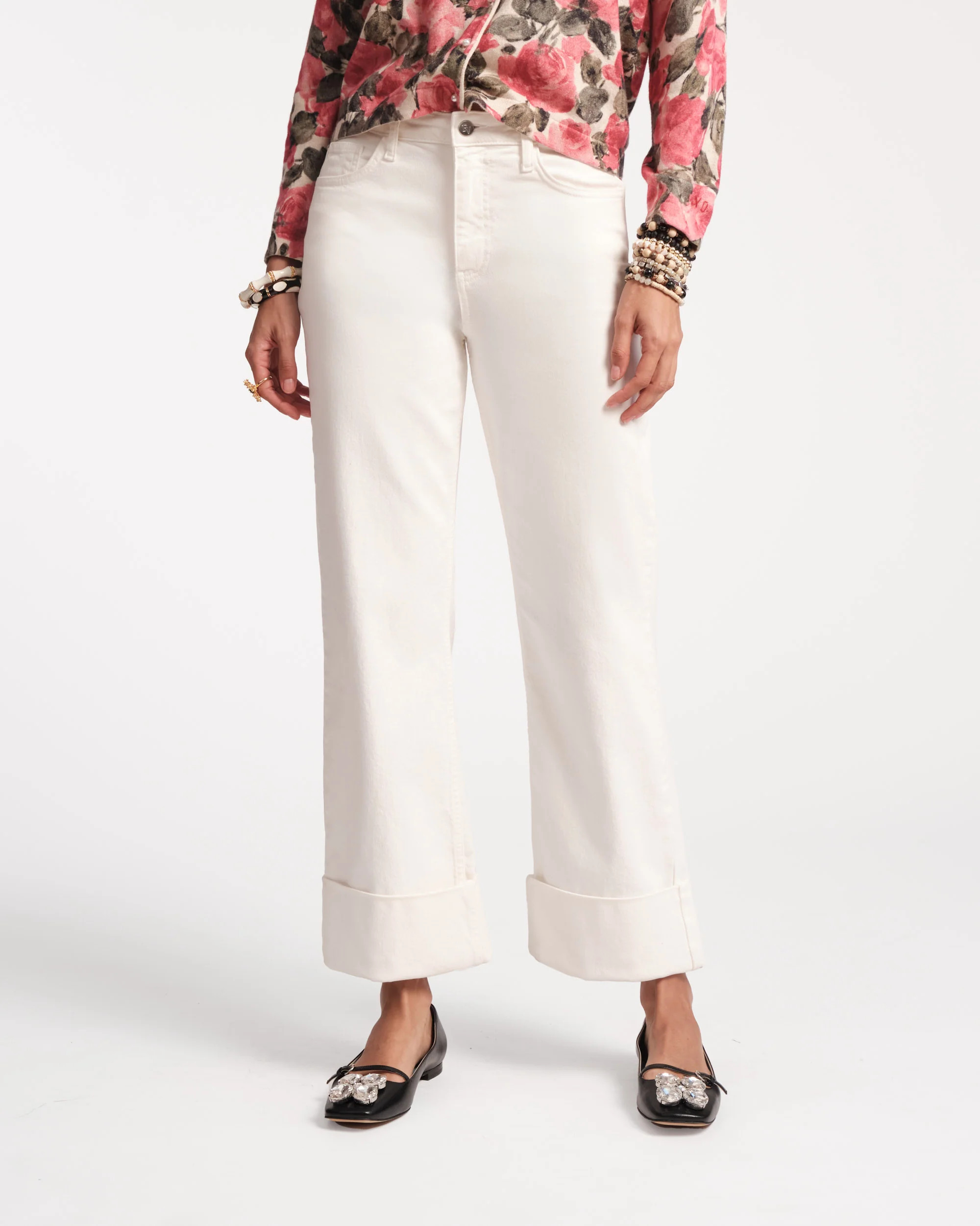 Smarty Cuffed Jeans White | Frances Valentine